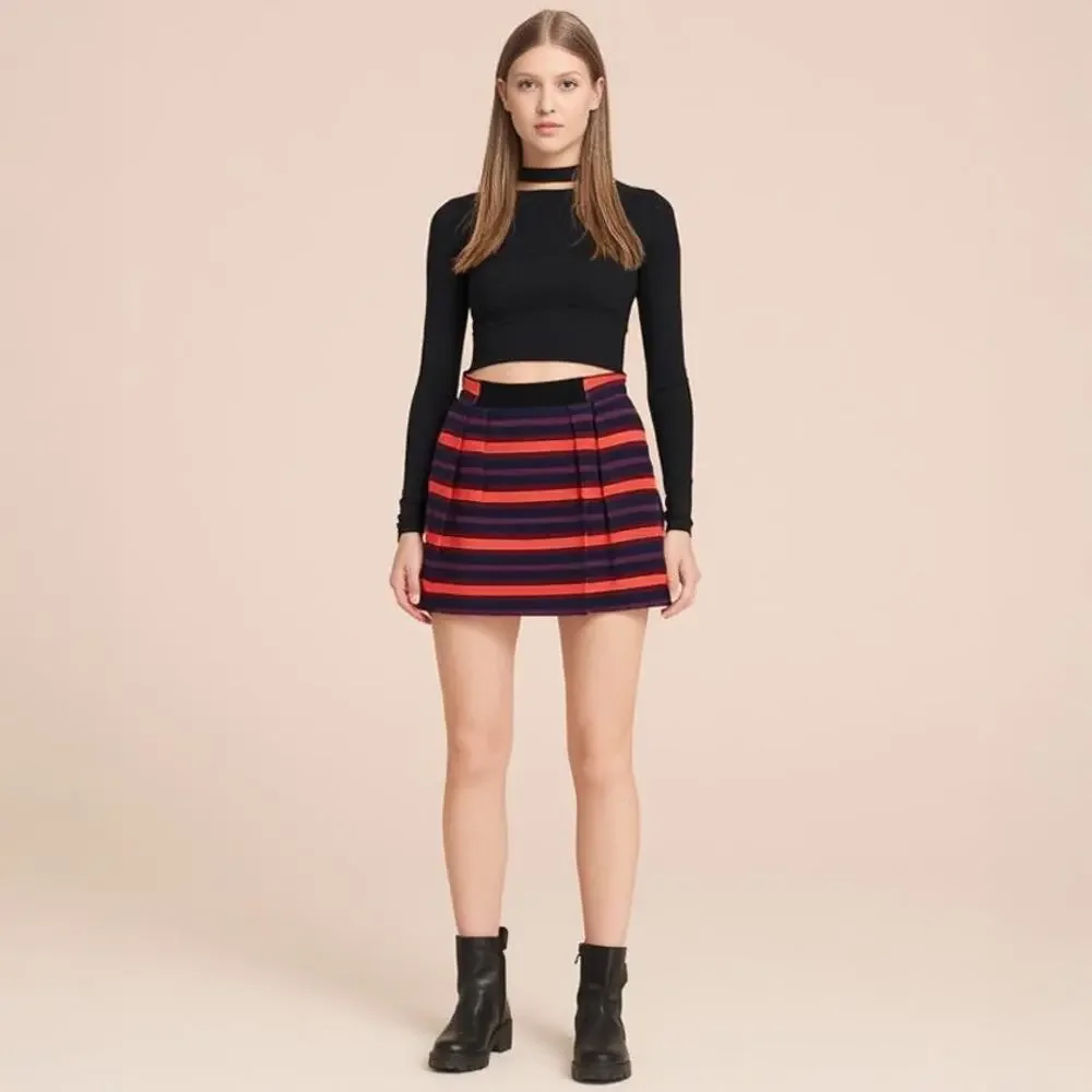 Rachel Roy Striped Full Mini Skirt Sz Small - Picture 10 of 10